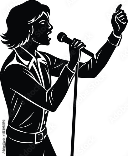 Silhouette of a Singer With Microphone