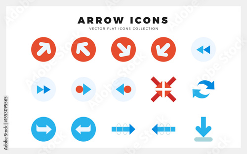 15 Arrows Flat icon pack. vector illustration.