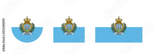 San Marino Flag – National and Official Flag of San Marino with Coat of Arms

