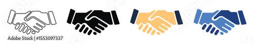Partnership in the making: a collection of web icon illustrates a handshake, embodying agreement, cooperation, and the forging of a connection. Representing collaboration and solidarity.