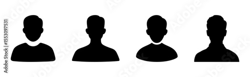 Men avatar silhouette ,Set of men heads,Male heads icon vector