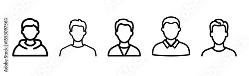 Men avatar silhouette ,Set of men heads,Male heads icon vector