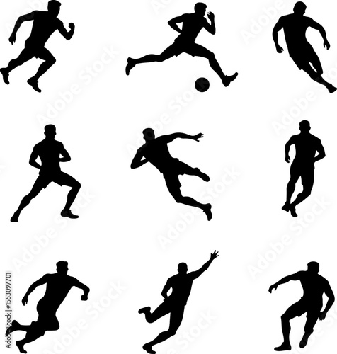 American football players  sports action athletes black vector bundle