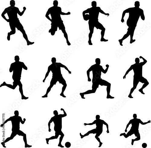 Wallpaper Mural American football players  sports action athletes black vector bundle Torontodigital.ca