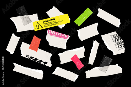 Vector Paper Bits And Sticky Tape Set