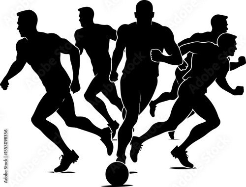 American Football Team Celebrating Victory Silhouette vector Bundle