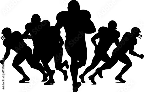 American football players  sports action athletes black vector bundle