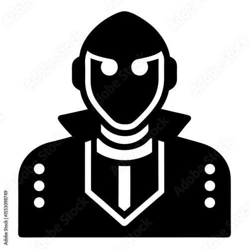 Cybersecurity AI silhouette icon on white background