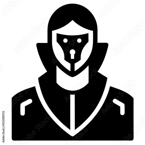 Cybersecurity AI silhouette icon on white background
