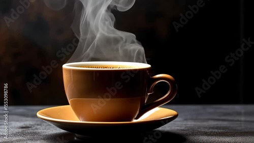 hot coffee aroma on dark background	
