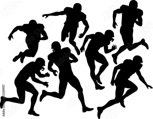 American Football Team Celebrating Victory Silhouette vector Bundle