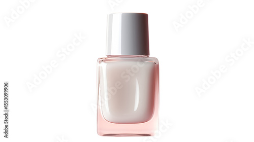 Elegant nail polish bottle presents stylish pink color on a transparent background.