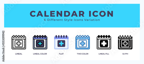 Calender icon illustration vector with different styles