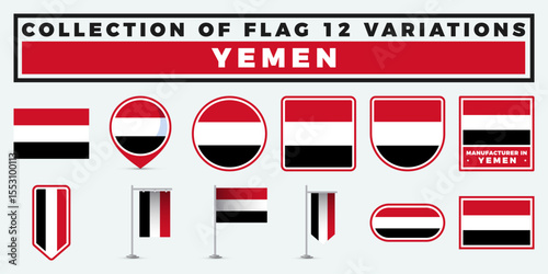 Yemen Flag Variations. A Collection of 12 Unique Designs