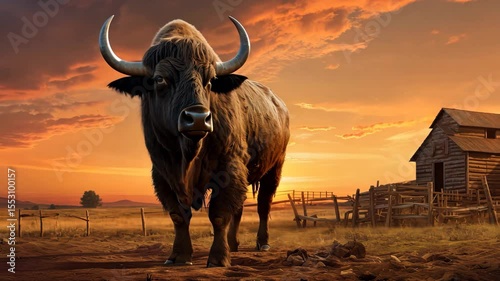 buffalo in livestock on nature background