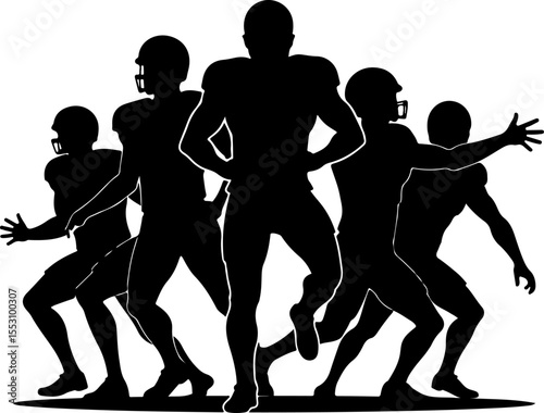 American Football Team Celebrating Victory Silhouette vector Bundle