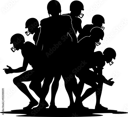 American Football Team Celebrating Victory Silhouette vector Bundle
