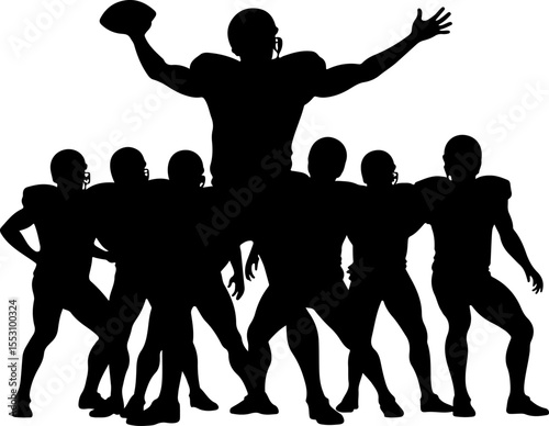 American Football Team Celebrating Victory Silhouette vector Bundle