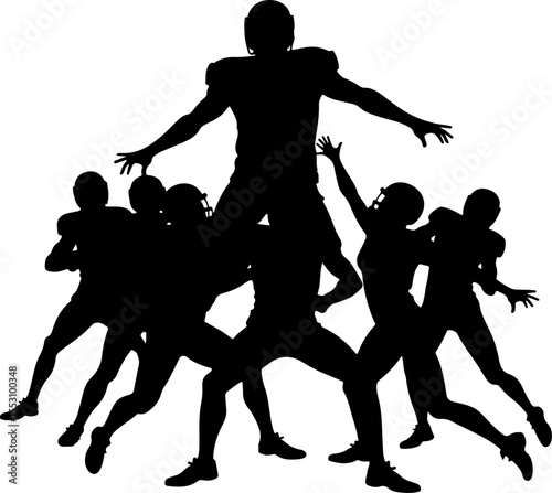 American football, football, players, silhouettes, sports, action, athletes, black and white, 