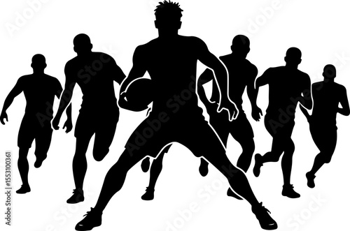 American football, football, players, silhouettes, sports, action, athletes, black and white, 