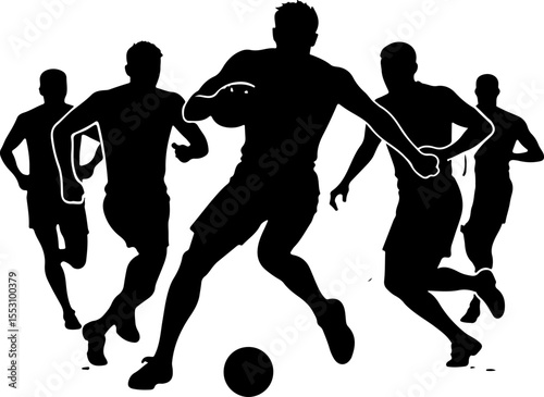 American football, football, players, silhouettes, sports, action, athletes, black and white, 