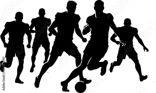 American football, football, players, silhouettes, sports, action, athletes, black and white, 