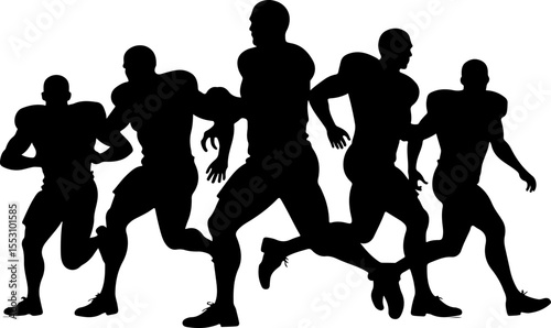 American football players  sports, action  vector bundle