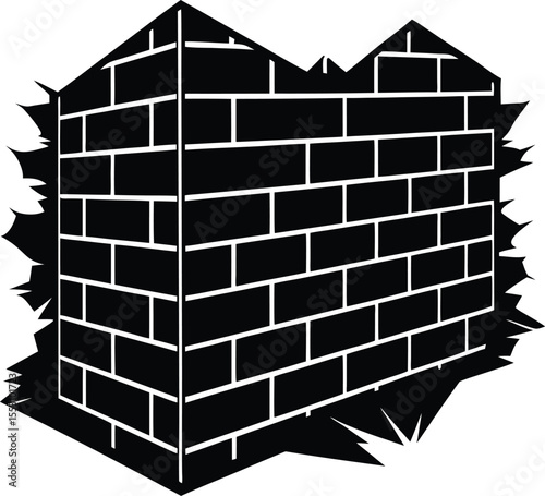Silhouette of a Brick Wall Section