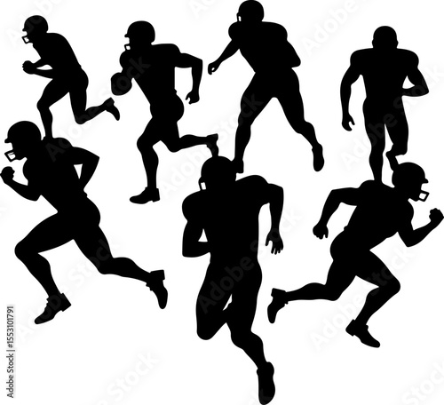 American football players  sports, action  vector bundle