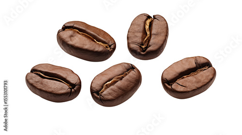 Roasted Coffee Beans Closeup transparent Background