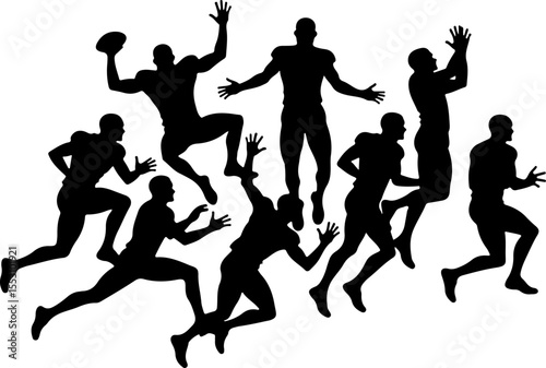 American football players  sports, action  vector bundle