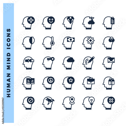 25 Human Mind Lineal Fill icon pack. vector illustration.