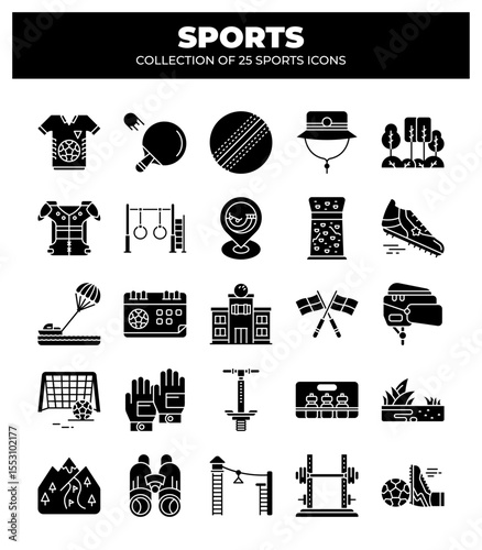 Collection of 25 Sports Icons. Ultimate Guide to Sport Equipment and Activities