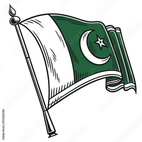 realistic, highly detailed, 4k, award-winning, waving flag of pakistan, intricate design, vibrant colors, photorealistic, cinematic lighting, dramatic angle
