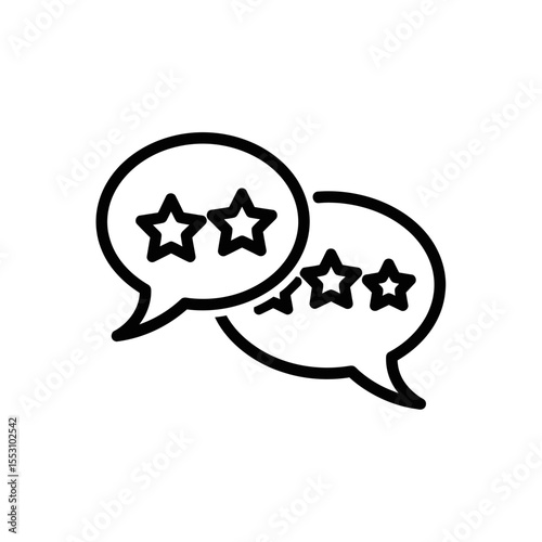 Two speech bubbles with stars inside representing customer feedback or review rating icon design