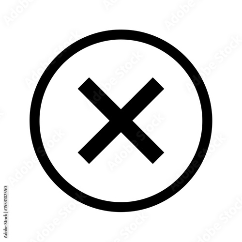 A simple black x mark inside a circle outline on a white background representing cancellation or removal