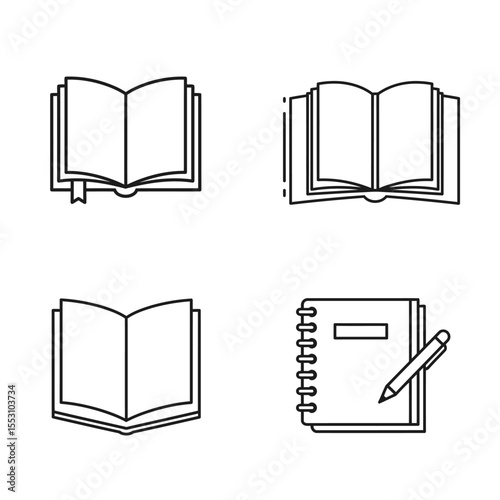 Book icon. Literature book icons collection. Textbook icons