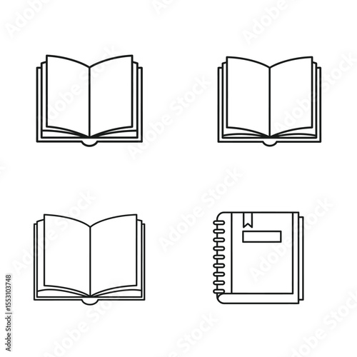 Book icon. Literature book icons collection. Textbook icons