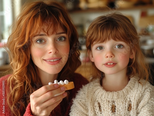 Selective focus. a mother giving a child vitamin tablets