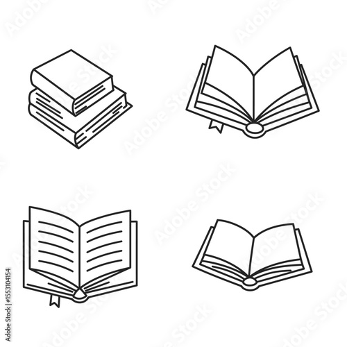 Book icon. Literature book icons collection. Textbook icons