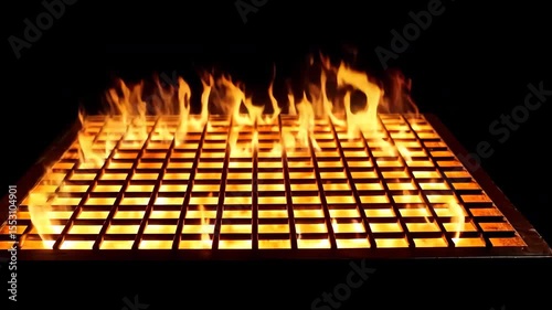 Cooking with Fire and Flames Roaring on the Grill