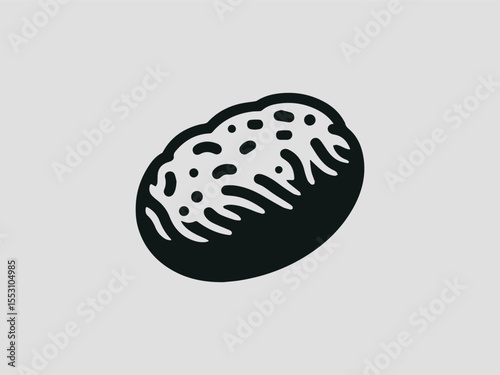 Hand-drawn potato silhouette vector logo with soil texture for farm-to-table restaurants