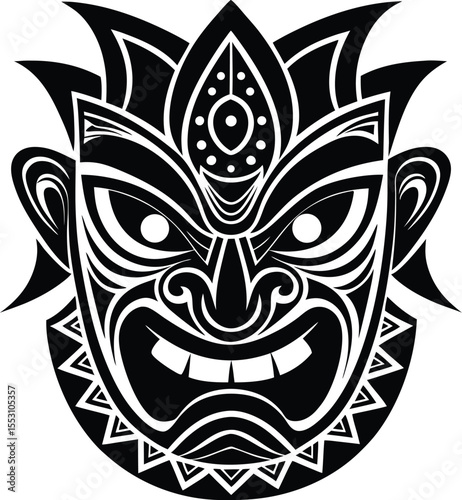 Silhouette of a Maori Tiki Face