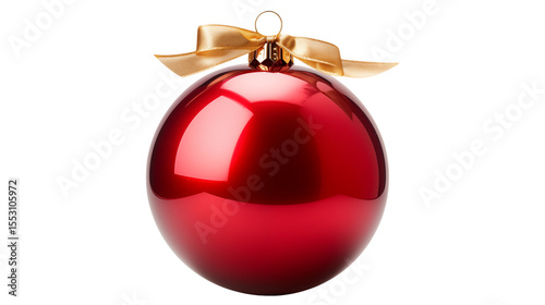 Festive Red Christmas Ornament with Gold Bow, perfect for holiday decorations and winter celebrations.