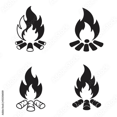 Fire icon collection. Fire flame symbol. concept flame fire icon