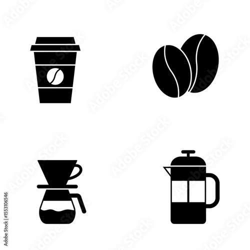 Coffee icons vector set. Coffee icon collection with colors style. Coffee bean, drinks, cup, coffeepot, package, grinder, filter, machine, certified, portafilter, and other. Symbol illustration