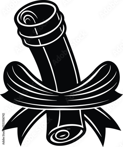 Silhouette of a Scroll Tied with Ribbon