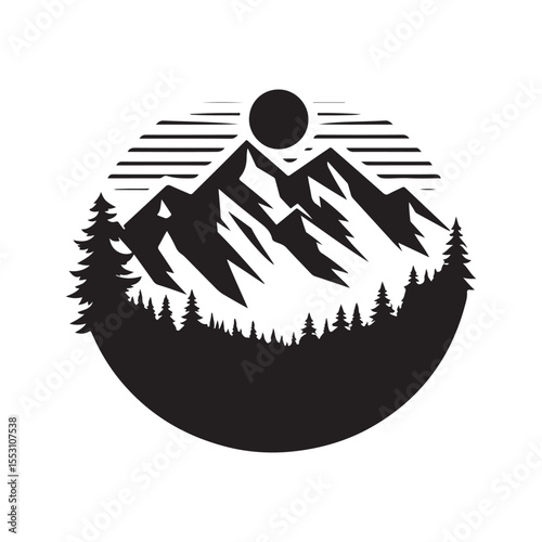 mountain landscape vector silhouette clip art logo design illustration