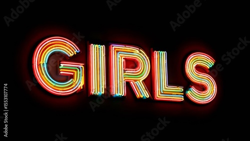 Girls neon sign. Night light sign, Neon banner a real sign.