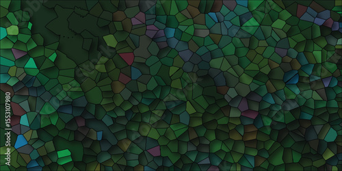 Abstract stained glass effect with green and blue tones featuring organic geometric shapes and outlines suitable for various creative projects.